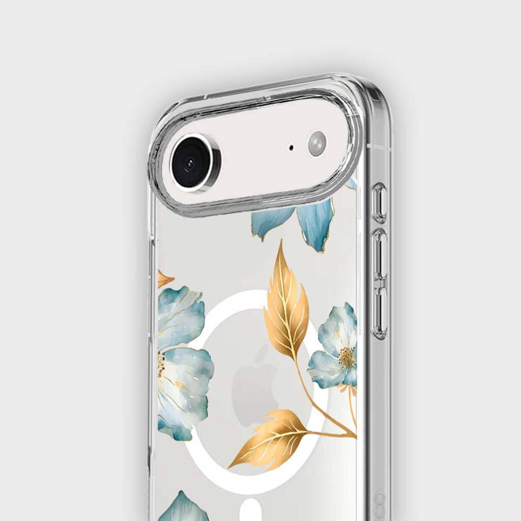 MagSafe iPhone 17 Air Blue Wildflower Clear Case