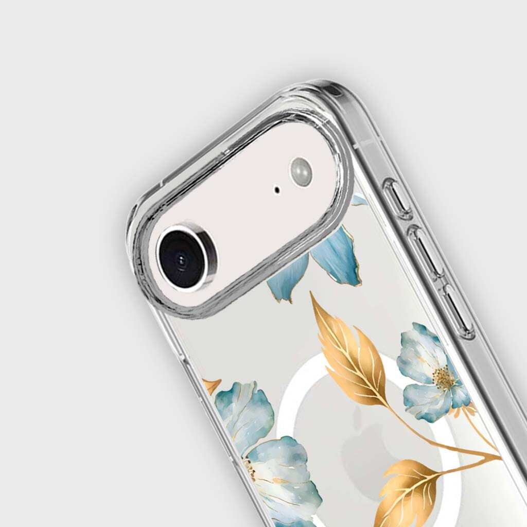 MagSafe iPhone 17 Air Blue Wildflower Clear Case