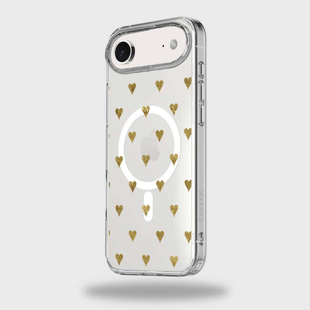 MagSafe iPhone 17 Air Gold Hearts Clear Case