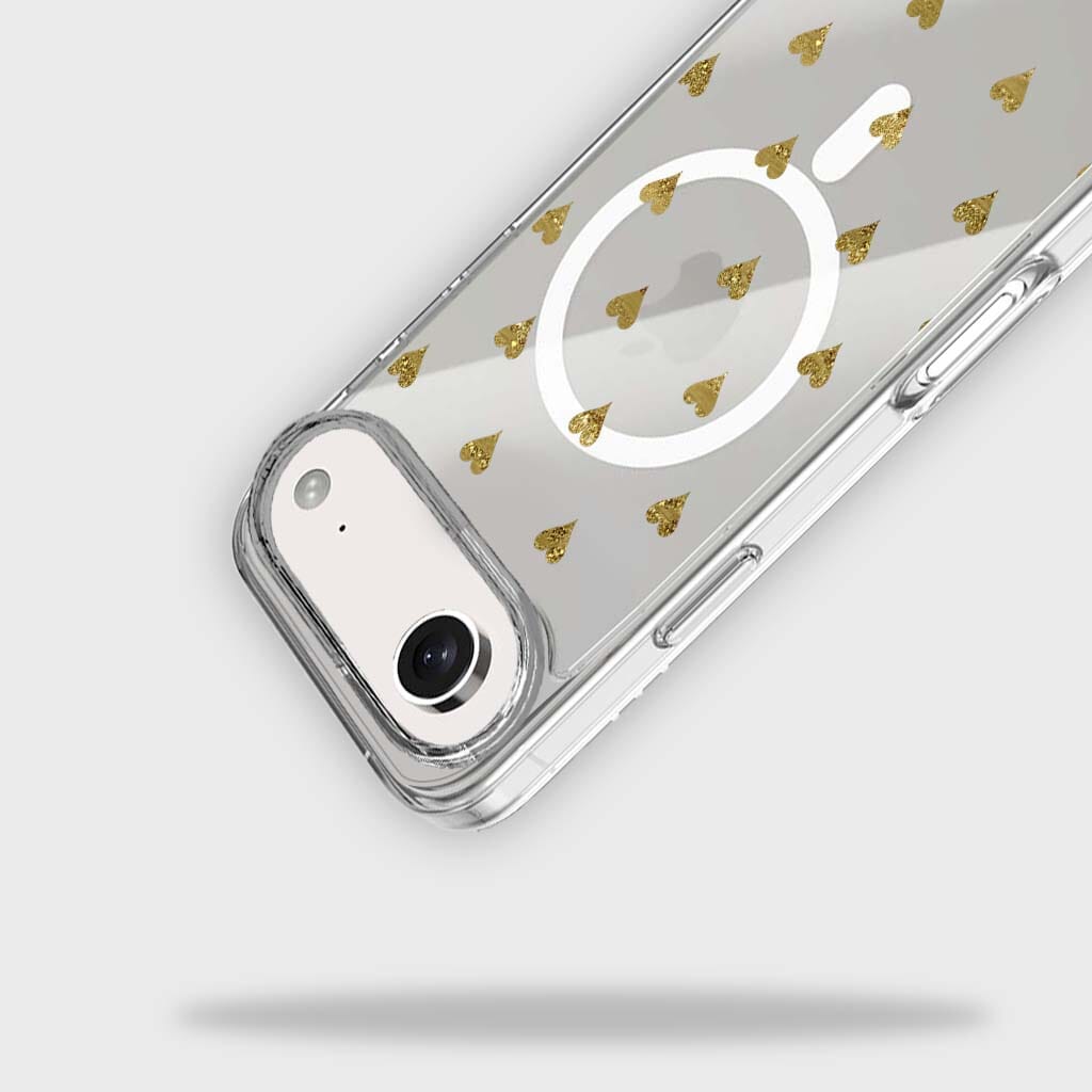 MagSafe iPhone 17 Air Gold Hearts Clear Case