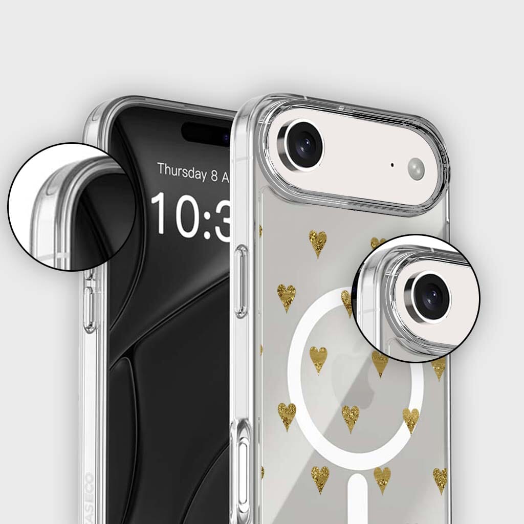 MagSafe iPhone 17 Air Gold Hearts Clear Case