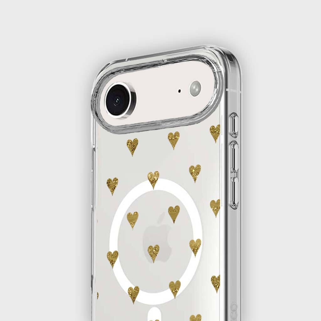 MagSafe iPhone 17 Air Gold Hearts Clear Case