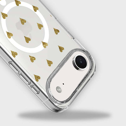 MagSafe iPhone 17 Air Gold Hearts Clear Case