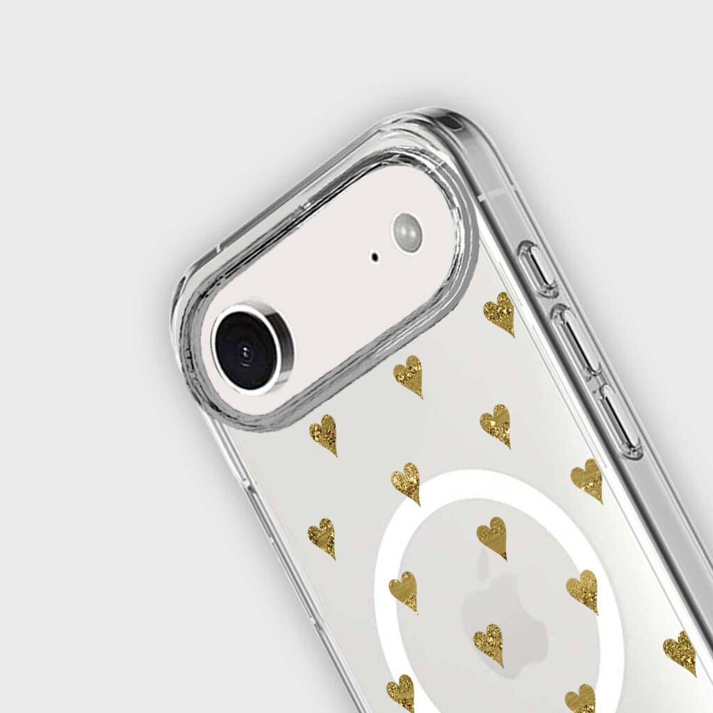 MagSafe iPhone 17 Air Gold Hearts Clear Case