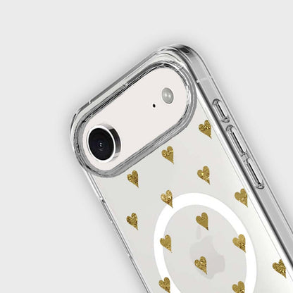 MagSafe iPhone 17 Air Gold Hearts Clear Case