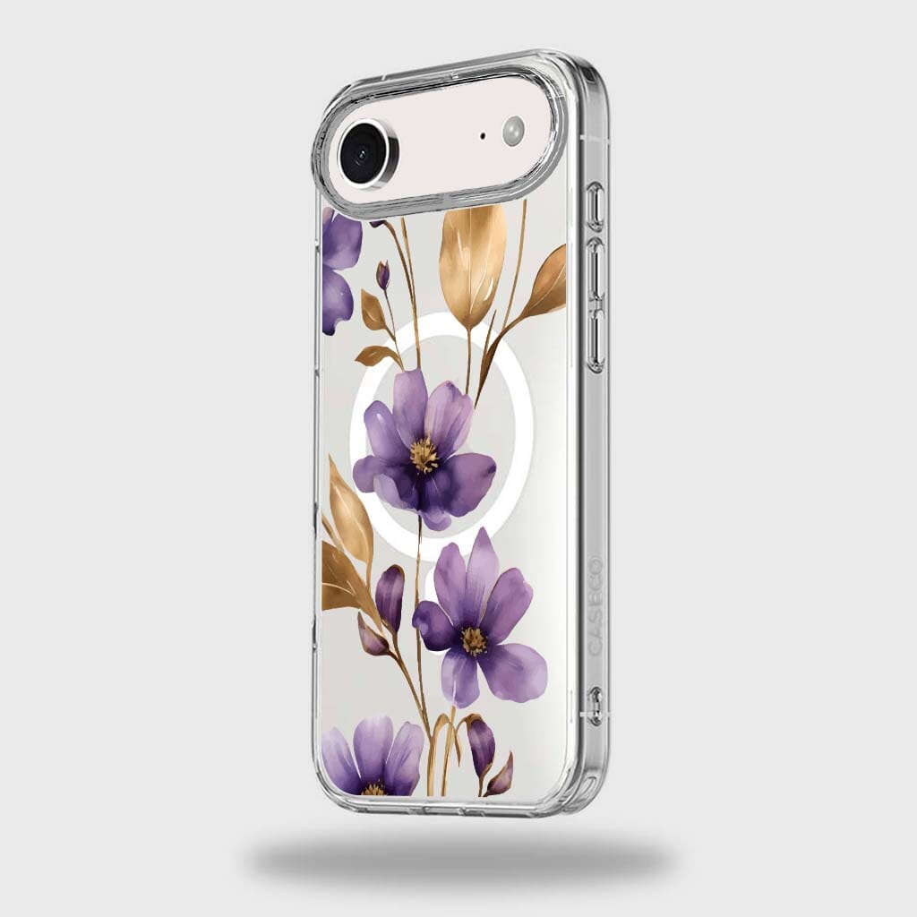 MagSafe iPhone 17 Air Purple Wildflower Clear Case