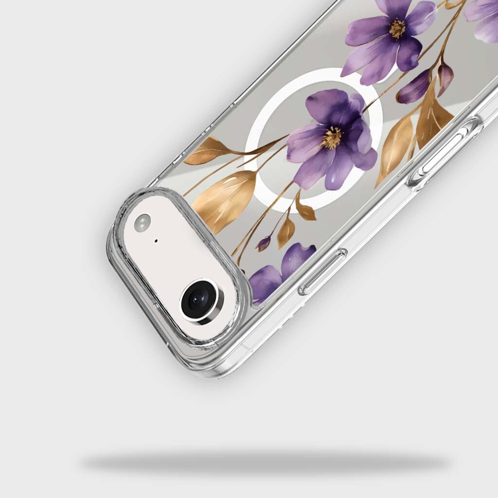 MagSafe iPhone 17 Air Purple Wildflower Clear Case