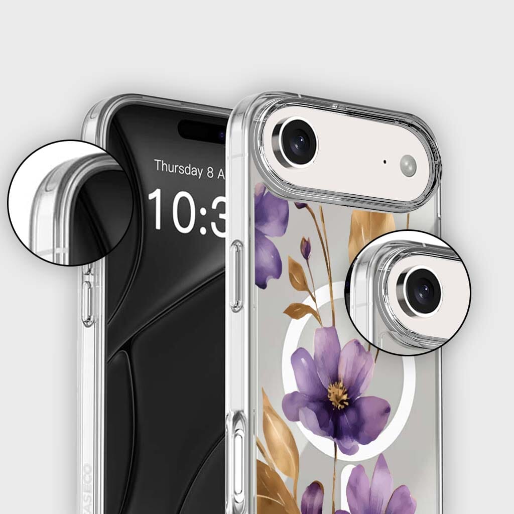 MagSafe iPhone 17 Air Purple Wildflower Clear Case