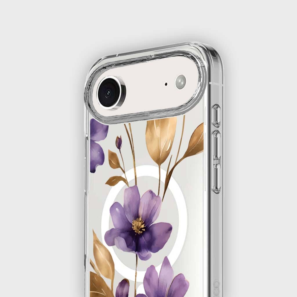 MagSafe iPhone 17 Air Purple Wildflower Clear Case