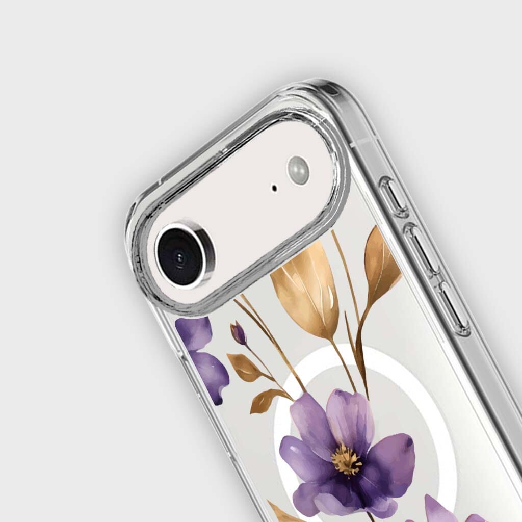 MagSafe iPhone 17 Air Purple Wildflower Clear Case