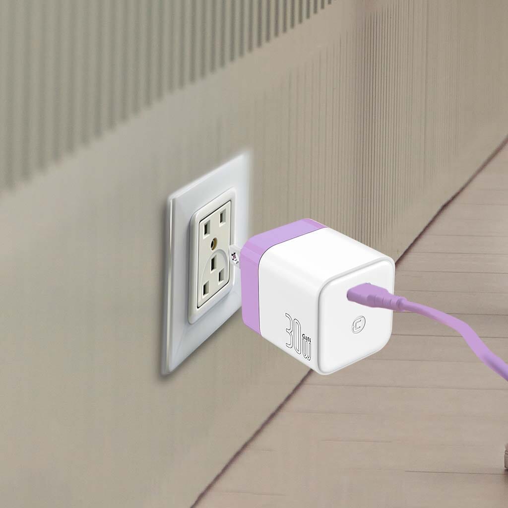 GaN 30W Wall Charger with 100W Type C to Type C Cable - Cobalt Violet