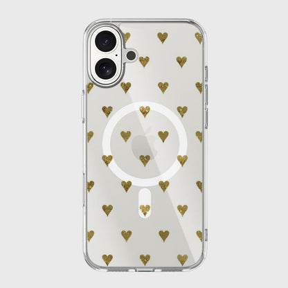 MagSafe iPhone 17 Gold Hearts Clear Case