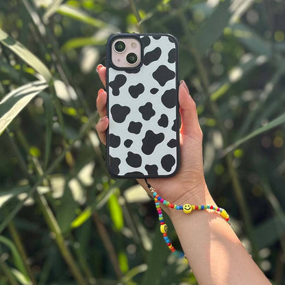 iPhone 15 Case With MagSafe - Black Cow Print