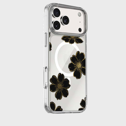 iPhone 18 Pro Max Black Floral Clear Case with MagSafe