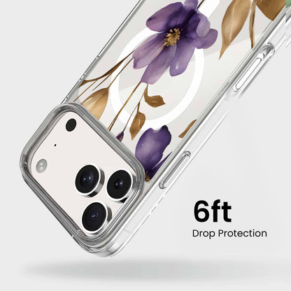 iPhone 18 Pro Max Purple Wildflower Clear Case with MagSafe