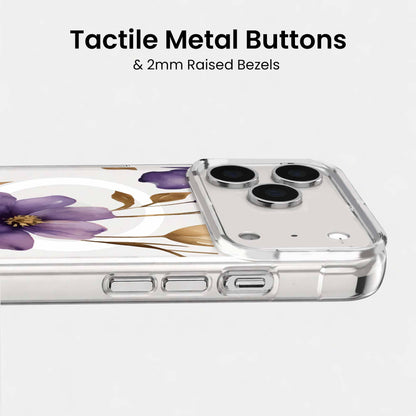 iPhone 18 Pro Max Purple Wildflower Clear Case with MagSafe