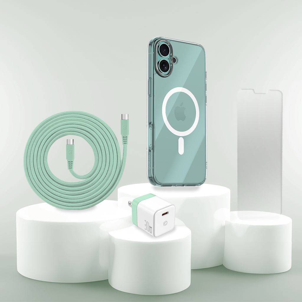 iPhone 16 Case, Charger & Screen Protector Holiday Gift Box - Teal