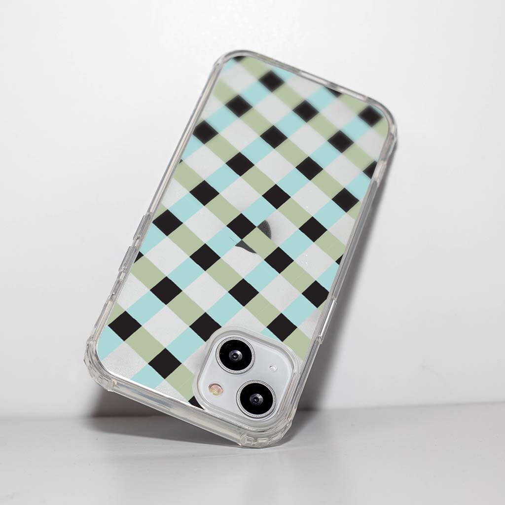 iPhone 13 Clear Case - Dark Lattice Design