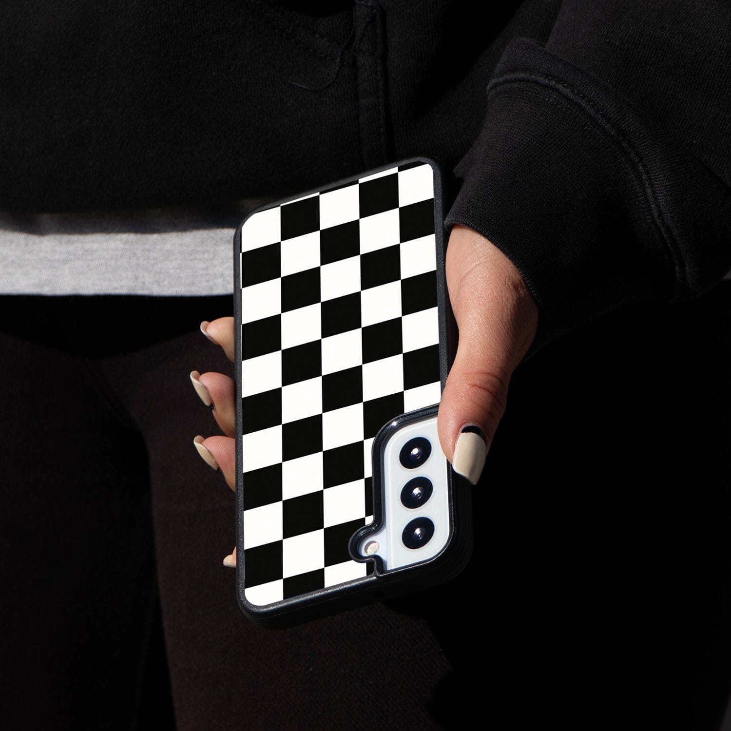 Black Checkerboard Print Samsung S22 Plus Case