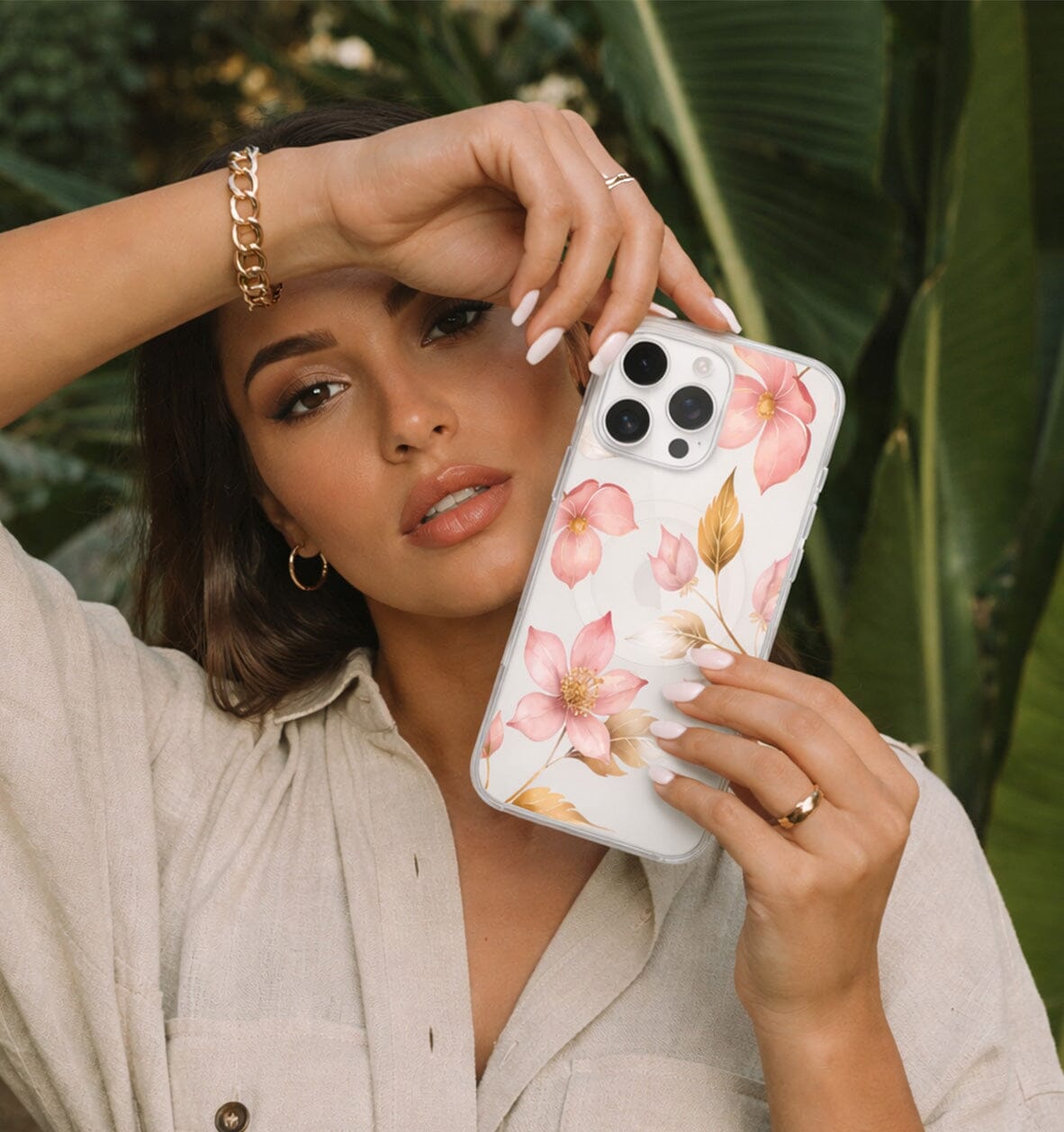 MagSafe iPhone 16 Pro Max Pink Wildflower Clear Case