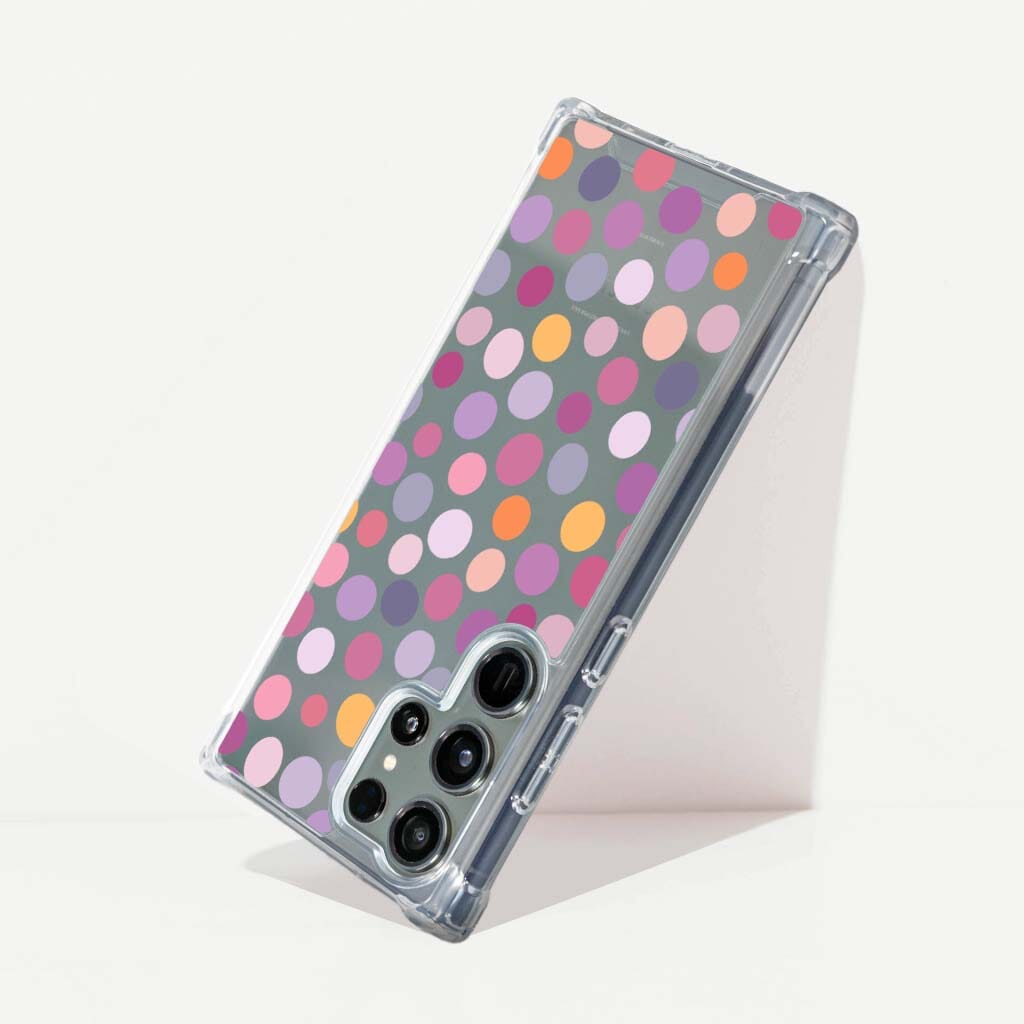 Samsung Galaxy S25 Ultra Purple Polka Dots Clear Case