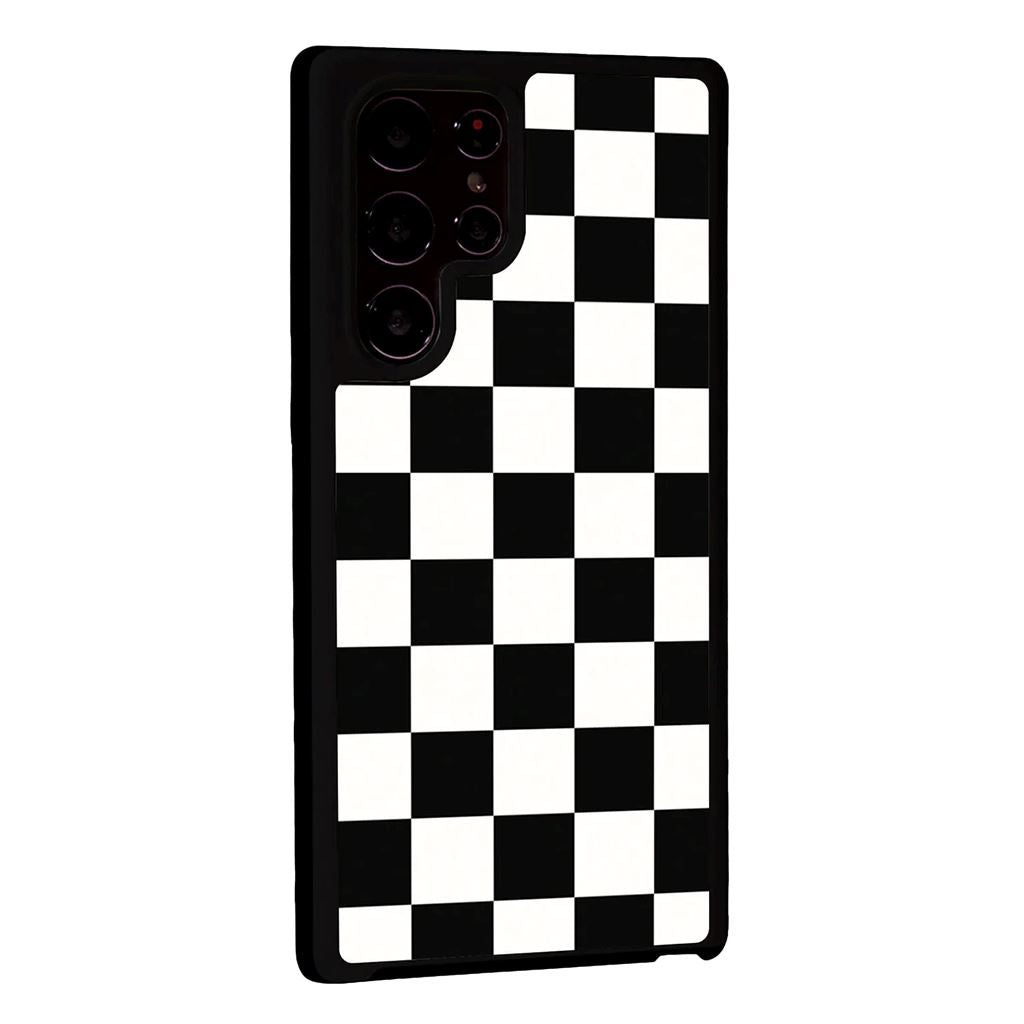 Black Checkerboard Print Samsung S22 Ultra Case