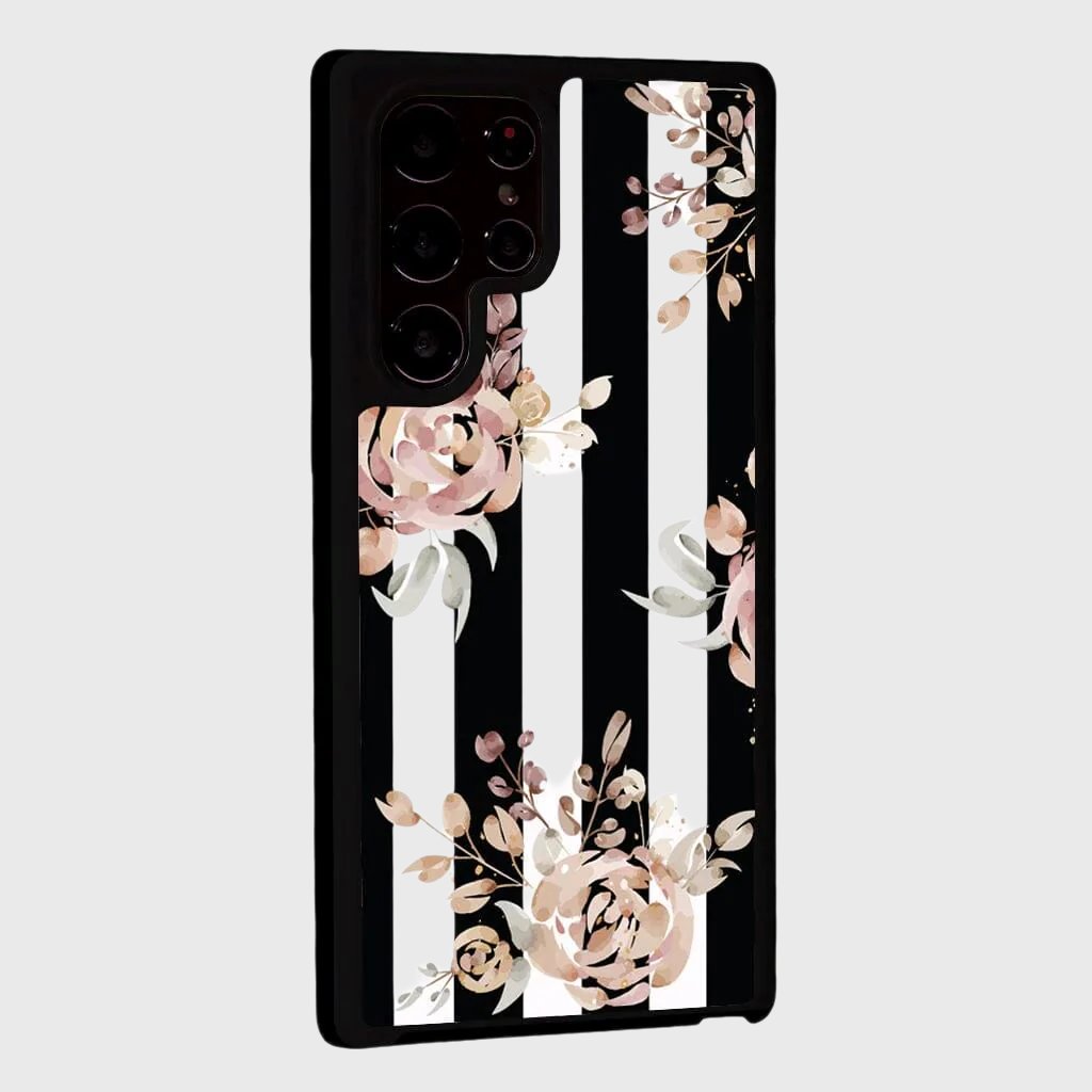 Black Flower Samsung Galaxy S22 Ultra Case