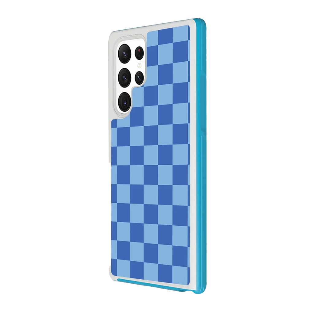 Blue Checkerboard Print Samsung S22 Ultra Case