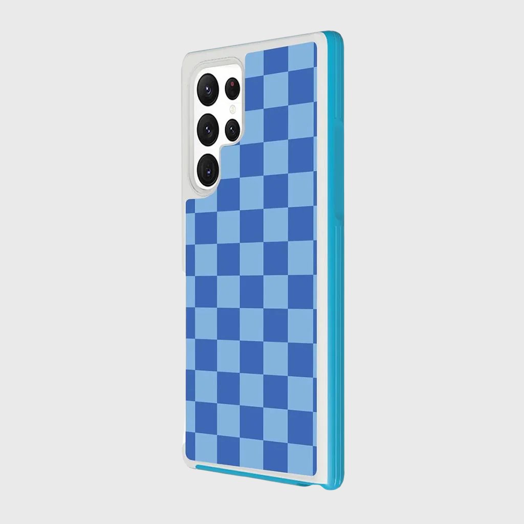 Blue Checkerboard Print Samsung S22 Ultra Case