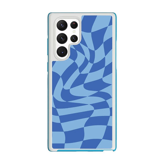 Blue Swirl Checkerboard Print Samsung S22 Ultra Case