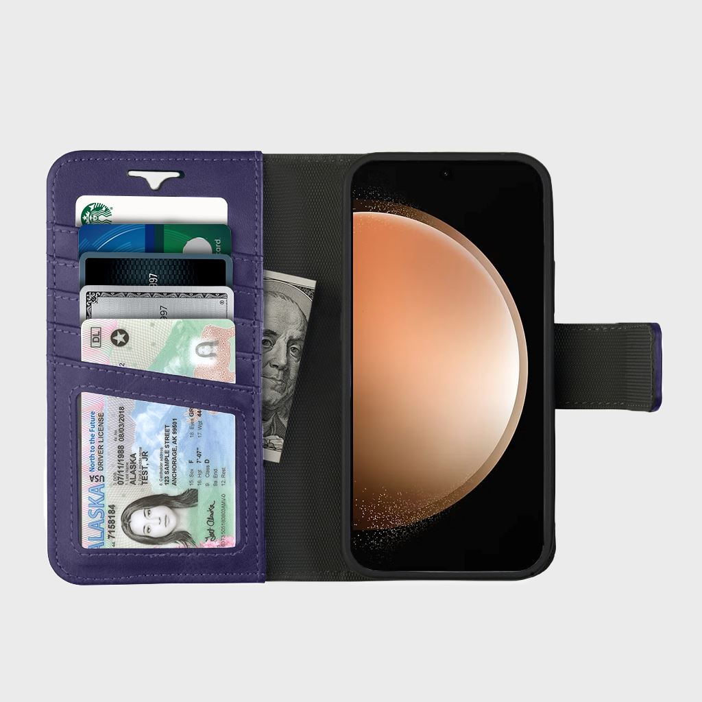 Samsung Galaxy S23 FE Wallet Case – 5th Ave Vegan Leather Folio – Caseco Inc
