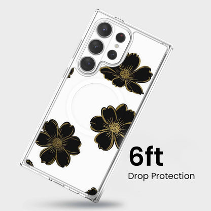 Samsung Galaxy S26 Ultra Black Flower Clear Case