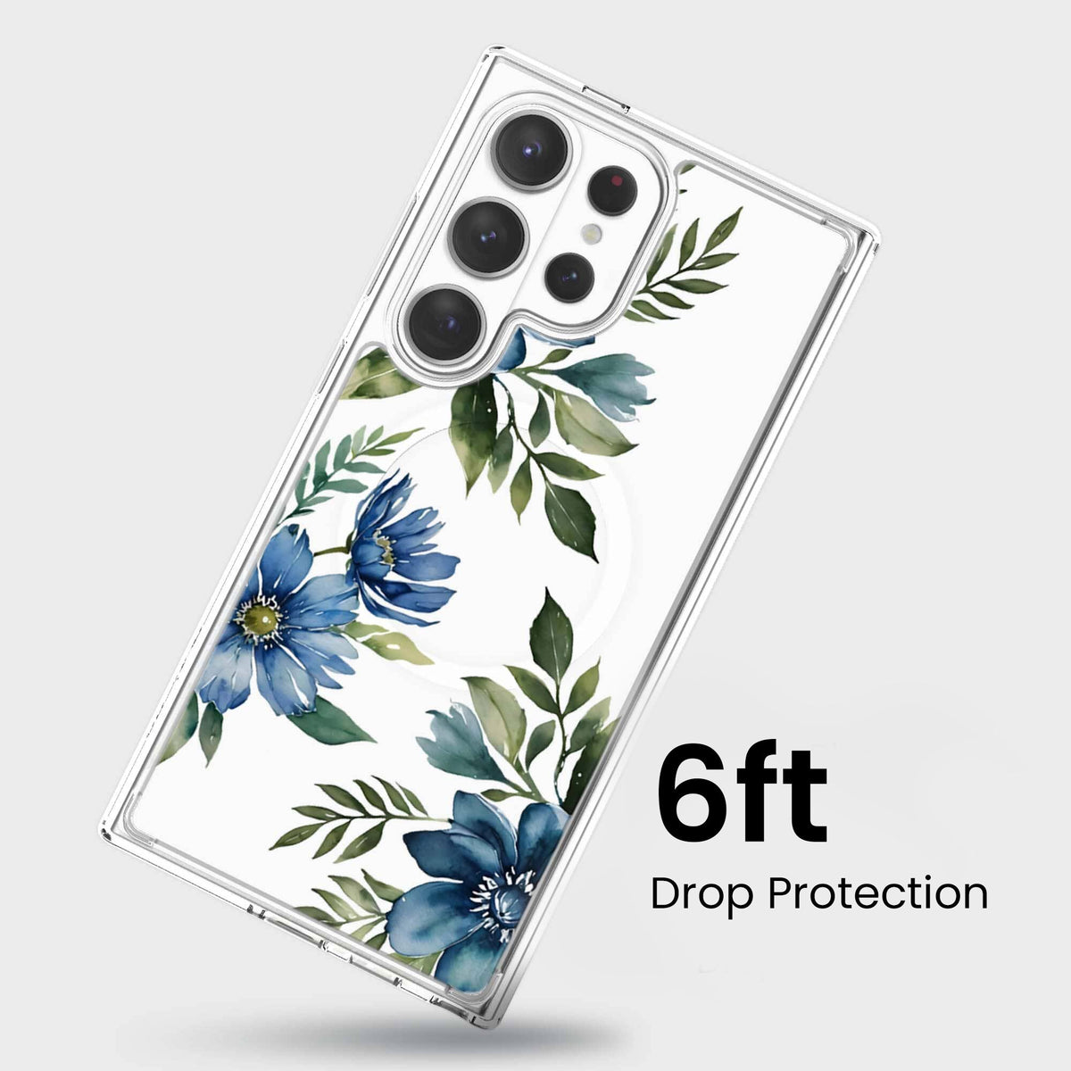 Samsung Galaxy S26 Ultra Blue Floral Clear Case