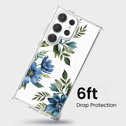 Samsung Galaxy S26 Ultra Blue Floral Clear Case