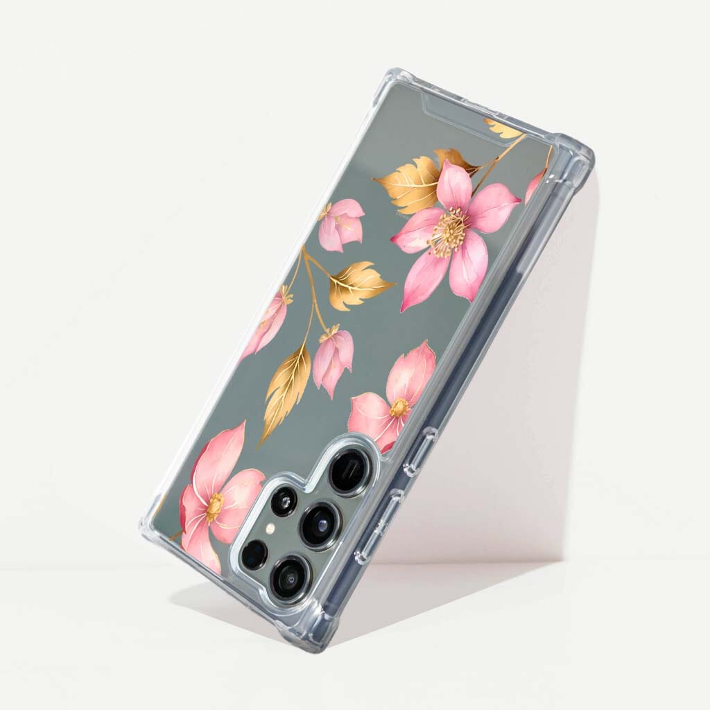 Samsung Galaxy S24 Ultra Pink Wildflower Clear Case