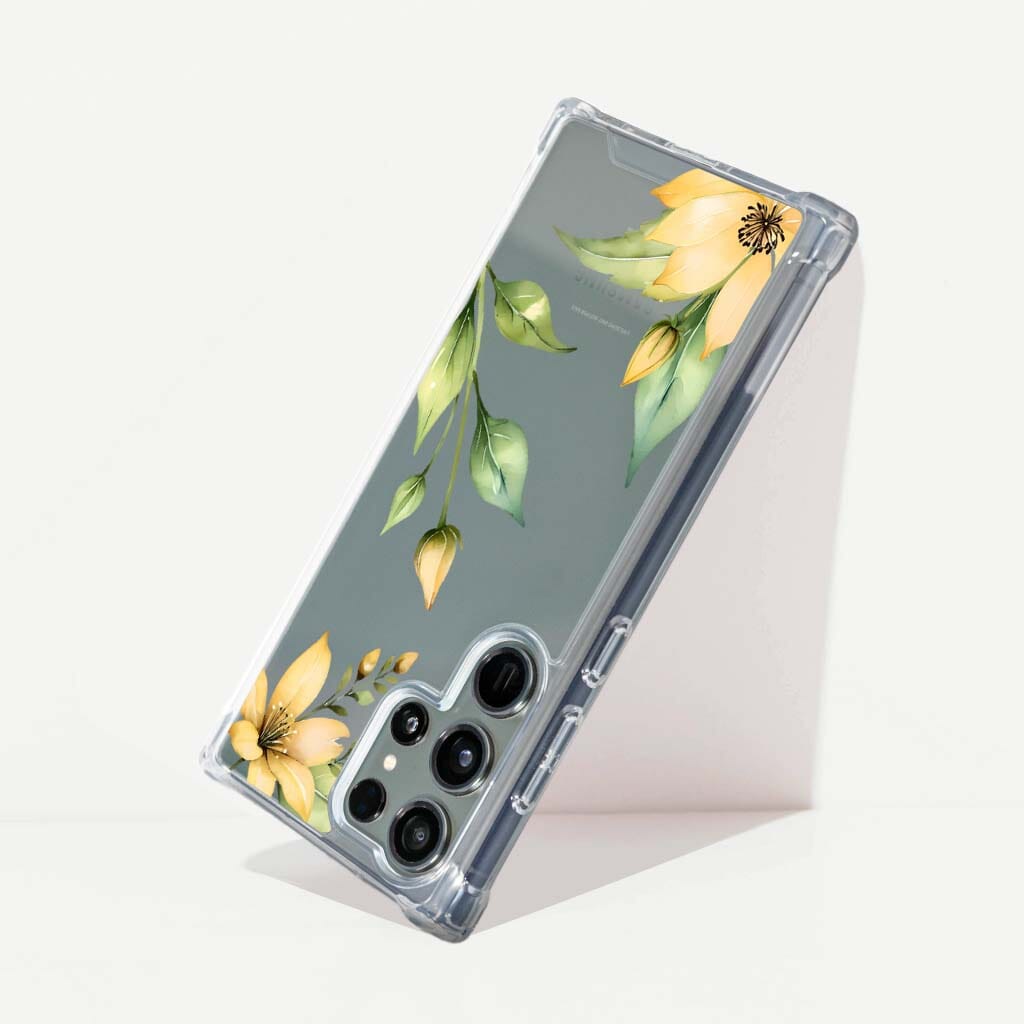 Samsung Galaxy S24 Ultra Yellow Wildflower Clear Case