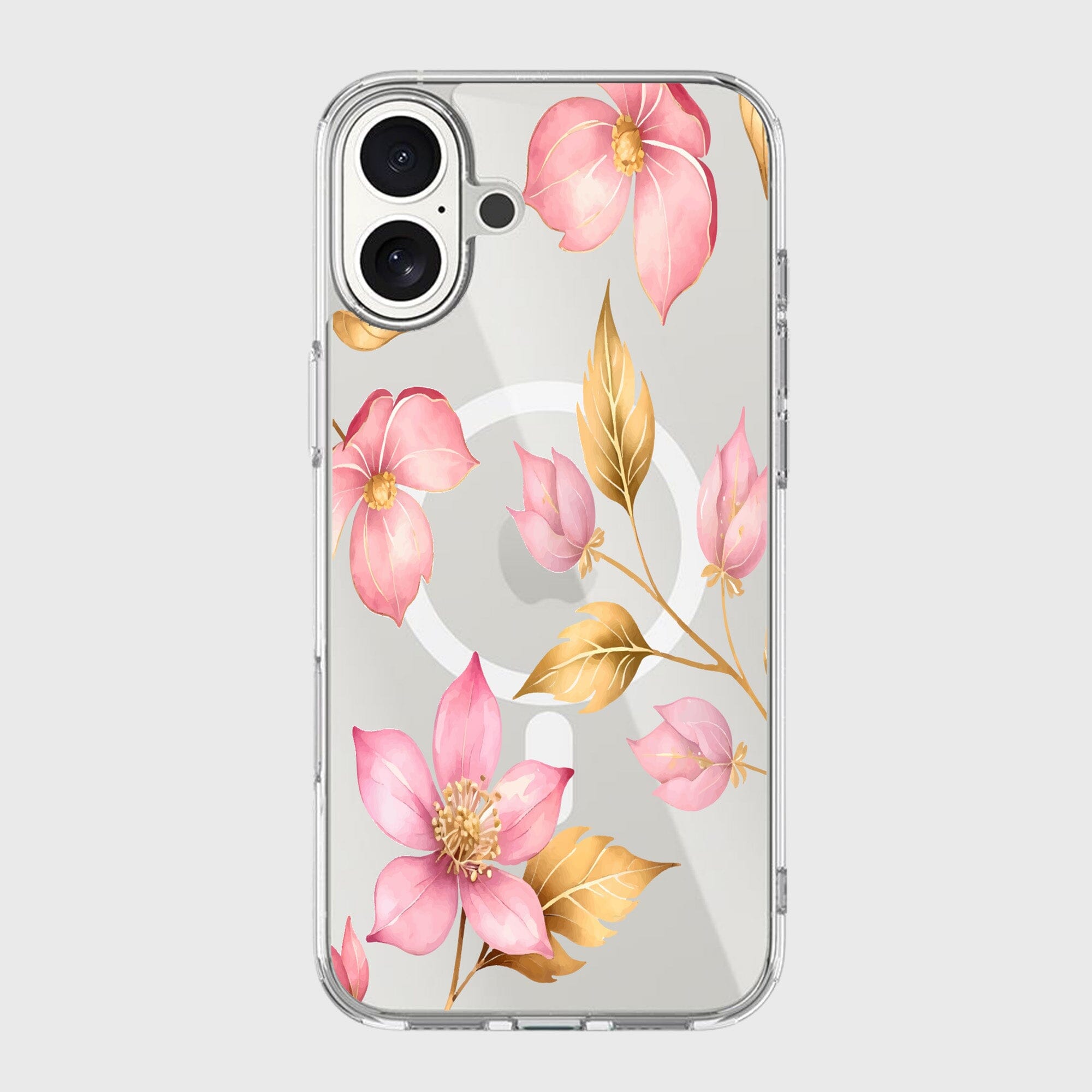 MagSafe iPhone 17 Pink Wildflower Clear Case