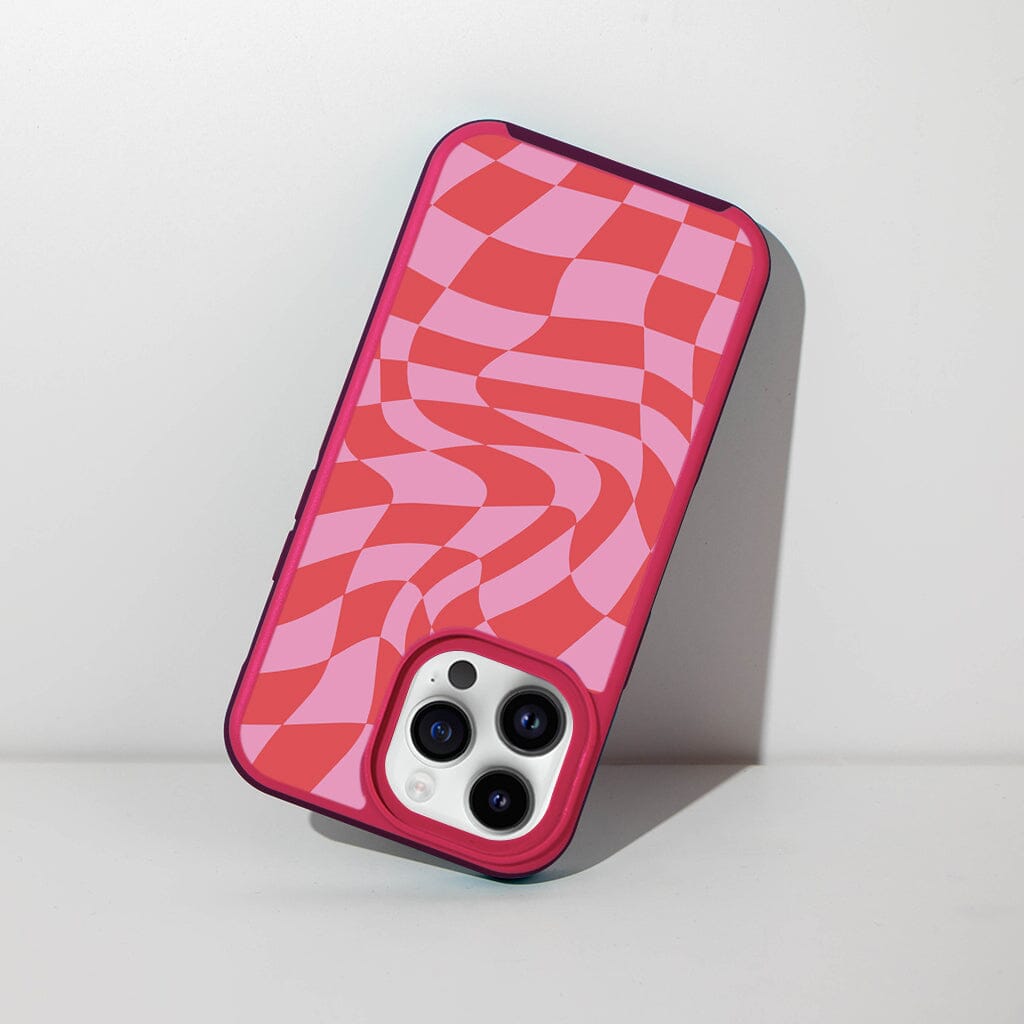 MagSafe iPhone 13 Pro Max Pink Swirl Checkerboard Print Case