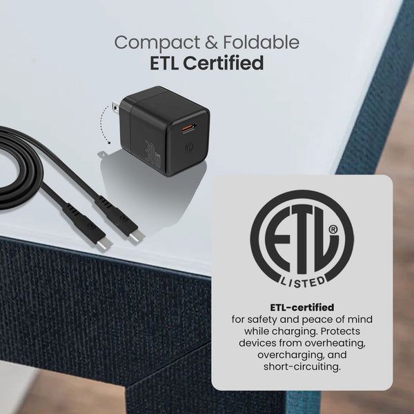 GaN 30W Wall Charger with 100W Type C to Type C Cable