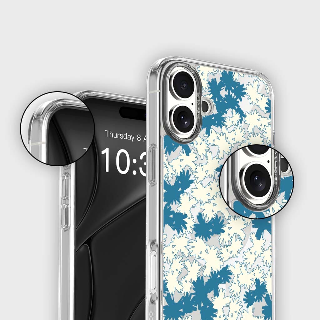 iPhone 16 Clear Case - Blue Dandelion Design