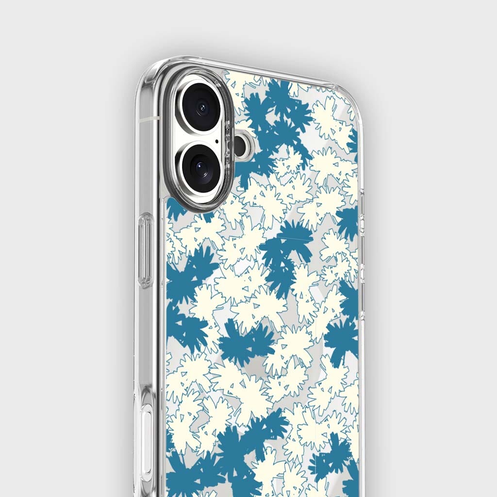 iPhone 16 Clear Case - Blue Dandelion Design