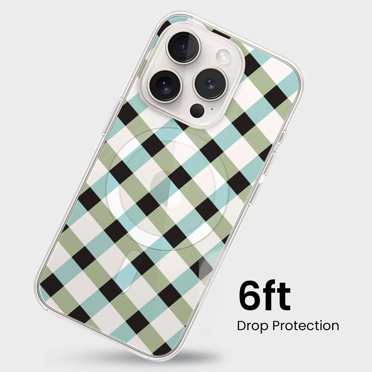 iPhone 15 Pro Clear Case - Dark Lattice Design