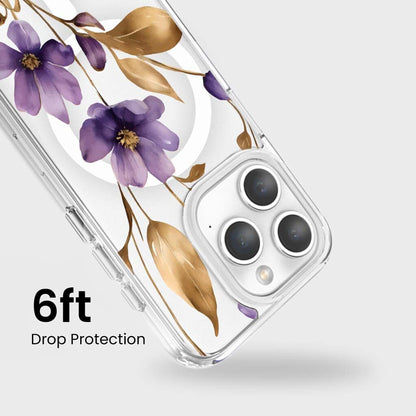 iPhone 15 Pro Clear Design Case - Purple Wildflower