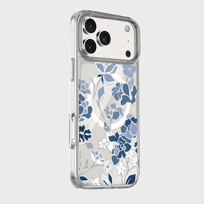 iPhone 18 Pro Max Blue Pattern Clear Case with MagSafe