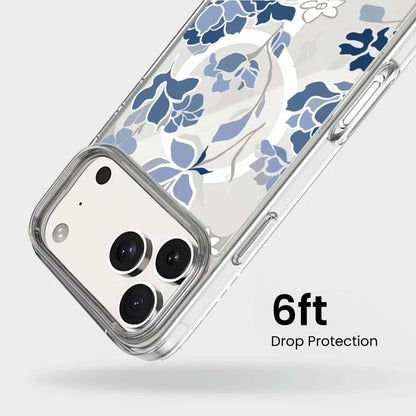 iPhone 18 Pro Max Blue Pattern Clear Case with MagSafe