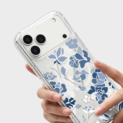 iPhone 18 Pro Max Blue Pattern Clear Case with MagSafe