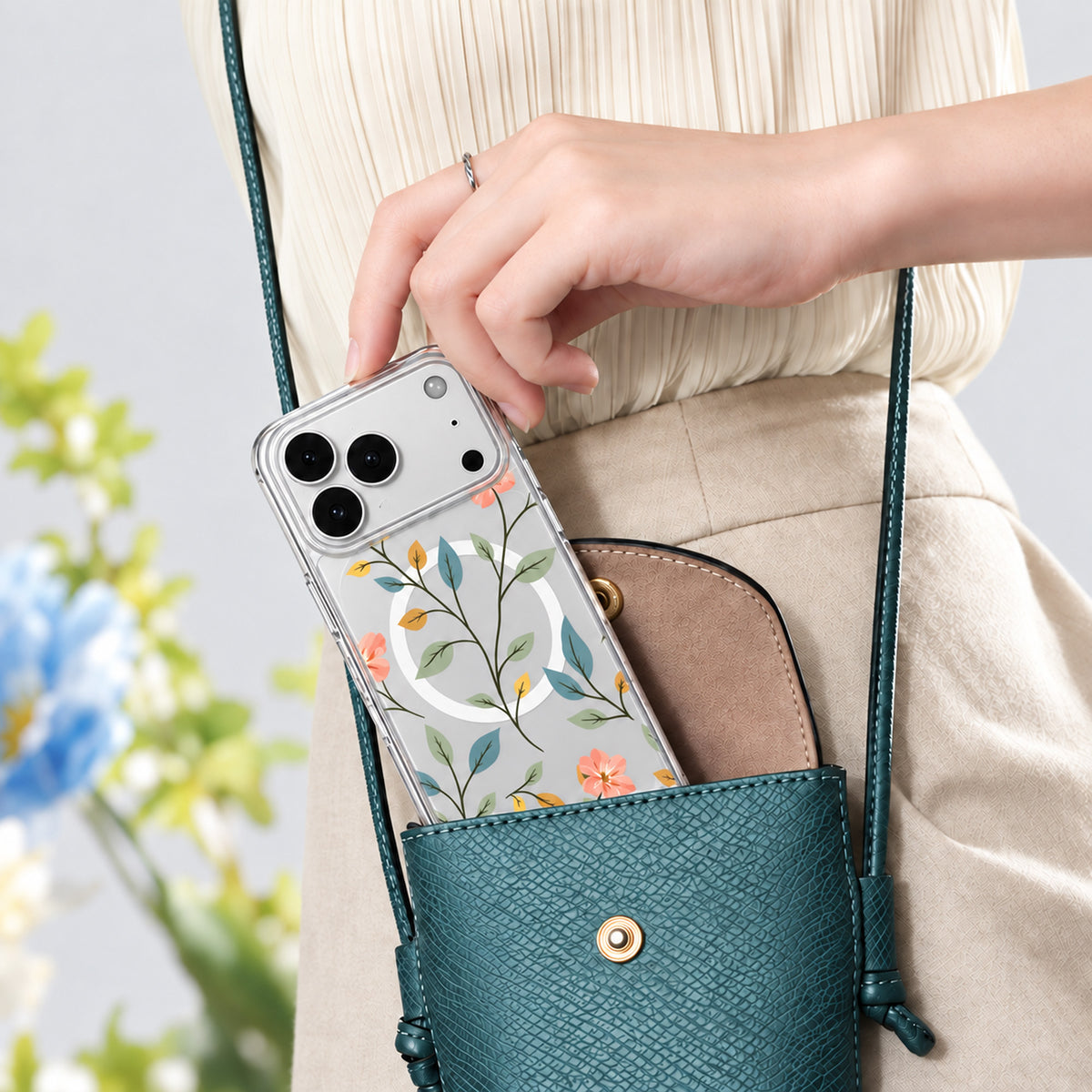iPhone 18 Pro Max Easter Floral Clear Case with MagSafe