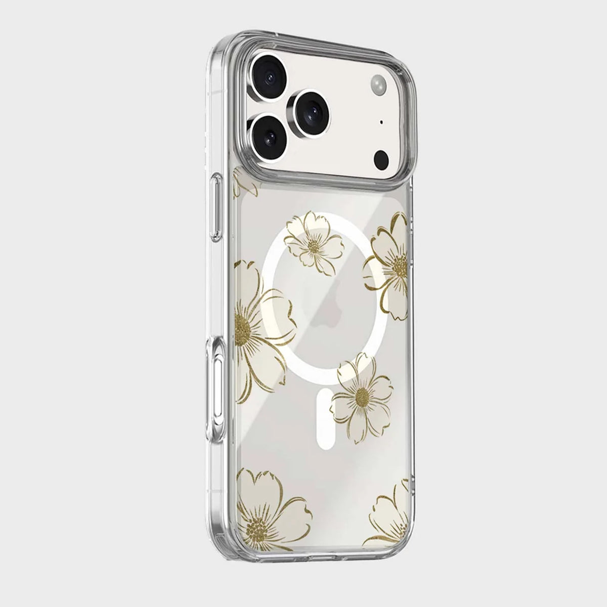 iPhone 18 Pro Max Gold Floral Clear Case with MagSafe