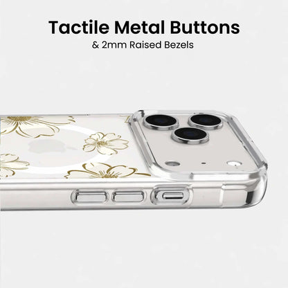 iPhone 18 Pro Max Gold Floral Clear Case with MagSafe