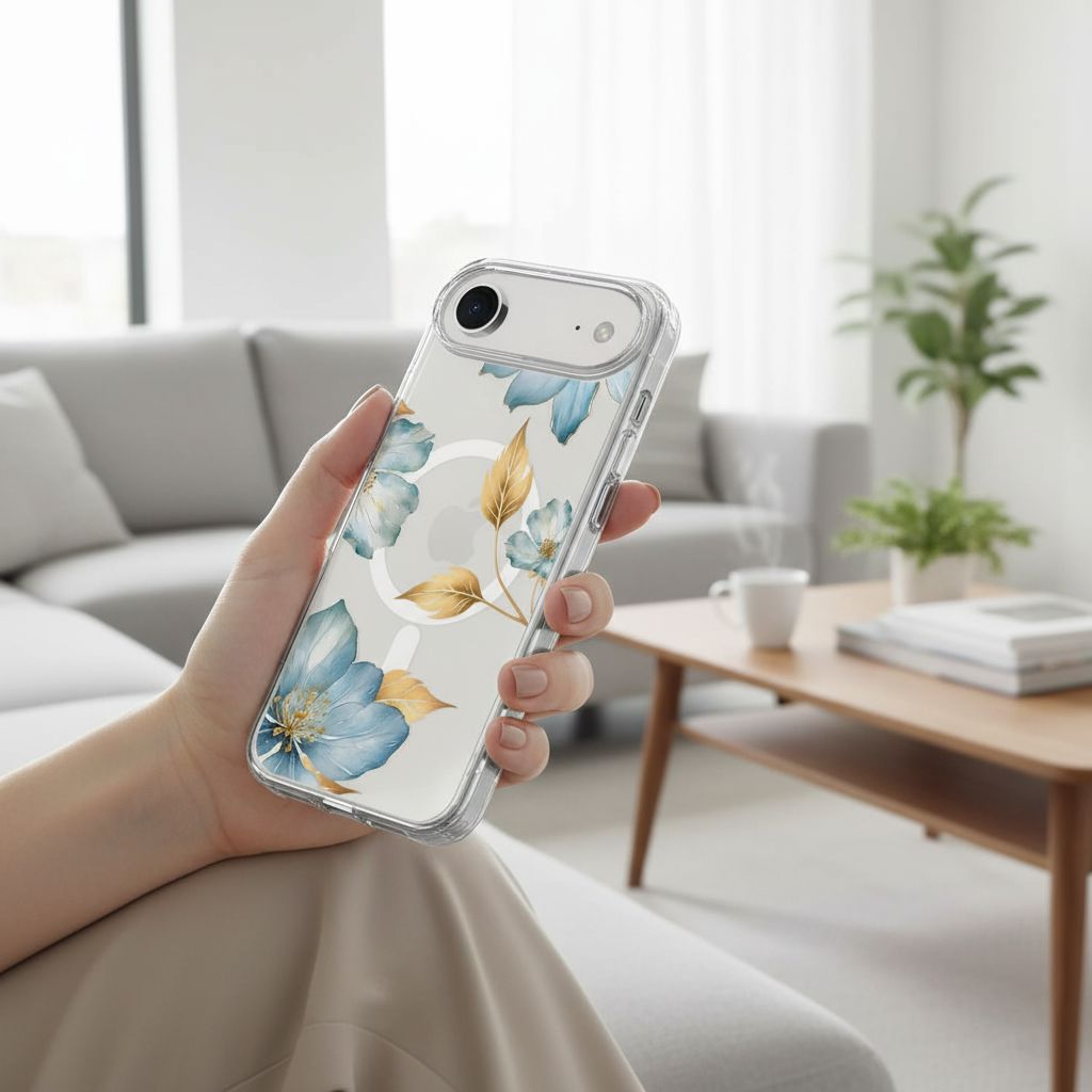 iPhone Air Blue Wildflower Clear Case With MagSafe